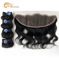 Paquets de vague de corps avec fermeture paquets d'armure de cheveux brésiliens 13x4 dentelle frontale avec paquets Remy Extensions de cheveux humains