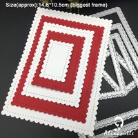 Alinacutle Metal Cutting Die Cut Rectangle Nesting Frame Scallop Border Scrapbook Paper Craft Card Album Punch Art Cutter
