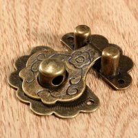 Antique Bronze Hasps Lock Decorative Jewelry Wood Box Padlock Retro Suitcase Latch Hook With Screws Vintage Hardware 40x36mm