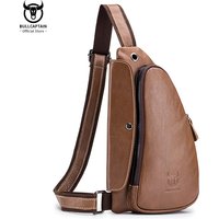 BULLCAPTAIN Men's Casual Messenger Bag Men's Headphones Chest Bags Messenger Bag's Leather Chest Bag For Men 2020new Chest Bags