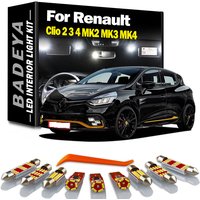 BADEYA Canbus White Error Free LED Interior Dome Reading Light Bulb Kit For Renault Clio 2 3 4 II III IV MK2 MK3 MK4 (1998-2017)