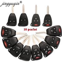 Jingyuqin 10X Car Key Shell Case 2/3/4/5/6 Butto for Chrysler Pacifica Aspen 300 Dodge RAM Caravan Jeep Commander Grand Cherokee