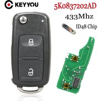 2 Buttons Remote Key For VW For Volkswagen GOLF PASSAT Tiguan Polo Jetta Beetle 5K0 837 202AD 5K0837202AD 433MHz ID48 Chip