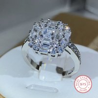 Exquisite Square Zircon Countless Claw Rings 925 Sterling Silver For Ladies Fashion Jewelry Party Cocktail Gift