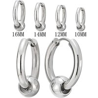 Gold-Color IP Plating 316 Stainless Steel Circular 8 10 12 14 16mm Ball Hoop Earrings No Fade Allergy Free Classical Brief Style