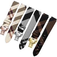 Bracelet de montre en cuir véritable à carreaux pour hommes et femmes, bracelet marron noir, bracelet pour dieux Huawei v1.B5, 15mm, 16mm, 18mm