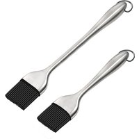 LMETJMA Silicone BBQ Brush BPA Free Basting Pastry Brush with Stainless Steel Handle Barbecue Turkey Oil Brush for Grilling