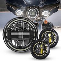 Moto Set Für Harley Davidson Klassische Street Glide Fat Boy Road King Heritage Softail 7inch Led Scheinwerfer + 4,5 zoll Led Foglight