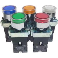 22mm Momentary XB2-BW3361 Round Push Button Switch with LED Light 1NO 24V/AC220V/AC380V Green,Red,Yellow,Blue ZB2-BE101C