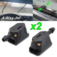 2Pcs Universal Car Windshield Washer Wiper Blade Arm Water Spray Jet Nozzles Mount Adjusted 4 Way Upgrade Front Windscreen Clean