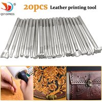 Kit d'outils d'impression de tampons en cuir, ensemble de poinçons de timbres en alliage, outils de fabrication de selle de sculpture pour l'artisanat du cuir, bricolage, 20 pièces
