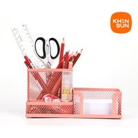Mesh Desk Organizer Metal Office Storage Box with Compartment Stationery Holder Office Supplies