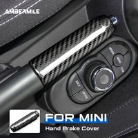 AMBERMILE for Mini Cooper F55 Hardtop F57 F56 Hatchback Accessories Hard Carbon Fiber Interior Car Hand Brake Grip Covers Trim image 4