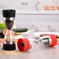 2 in 1 Hourglass Shape Manual Salt Pepper Mill Spice Grinder Pepper Shaker Salt and Pepper Grinder Kitchen Gadgets Cooking Tool