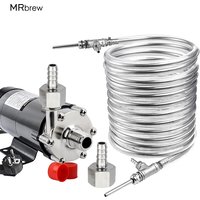 15R Magnetic Pump & Stainless Steel Wort Heat Exchanger, 9.52*0.5*10M Counterflow Wort Chiller, EU/US Plug Magnetic Drive Pump