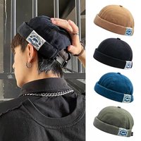 Fashion Men Docker Cap Skullcap Retro Sailor Cap Beanie Hats Men Women Warm Bucket Cap Brimless Hat Skullcap Bonnet Hip Hop Hat