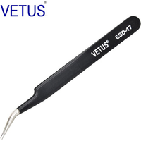 VETUS Original ESD Series ESD-17 (115mm) Anti-static High-precision Stainless Steel Tweezers Anti-acid Alkali Resistant Pincers