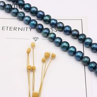 Fine Natural Freshwater 100% Pearl Beads Black Blue Round Loose Pearls For DIY Charm Bracelet Necklace Jewelry Accessorie Making