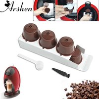 Arshen 3pcs/Set Dolce Gusto Plsatic Refillable Coffee Capsule with Spoon Brush 200 Times Reusable Compatible Nescafe Dolce Gusto