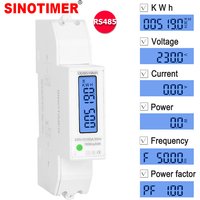 AC 220V 100A Single Phase DN Rail Digital Display Energy Meter kWh RS485 Modbus RTU Communication Pulse Output Power Consumption