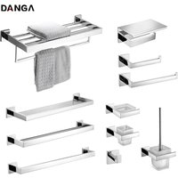 Mirror Chrome Stainless Steel Bathroom Hardware Set Polished Towel Rack Toilet Paper Holder Towel Bar Hook Bathroom Accessories