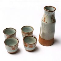 5Pcs Vintage Ceramic Sake Set Japanese Sake Cups Porcelain Pottery Sake Wine Pot Cuisine Bottle Spirit Pot Best Gift