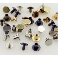 50 Sets 8x6mm(5/16 inch) Round Flat Head Chicago Screw Button Metal Rivets For Leather Craft Spikes And Studs For Clothing