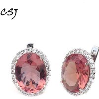 CSJ Big Stone Zultanite Earring Sterling 925 Silver Oval Cut 12*16MM Created Sultanite Fine Jewelry Women Wedding Party Gift