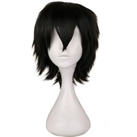 Black White Purple Red Short Hair Cosplay Wig Male Party 30 Cm High Temperature Fiber Synthetic Hair Wigs