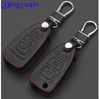 jingyuqin 3 Buttons Leather Car-Styling Key Cover For Ford Mondeo Mk4 Focus 2 3 4 St Kuga Fiesta Fusion Ecosport 2012 2013 2014