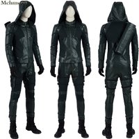 Green Arrow Cosplay Costume Oliver Queen Outfit Full Set With Quiver Luxious Faux Leather Battle Suit for Halloween Any Size