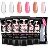 Poly Nail Gel Kit -6 Colors 0.5oz Poly Extension Gel Nail Kit Clear White Nude Pink Build Nail Gel for DIY Nail Art French Kit
