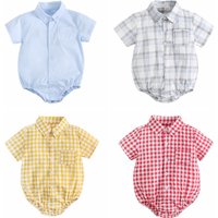 Sanlutoz Cotton Baby Boys Bodysuits Fashion Newborn Clothes for Baby Boy Short Sleeve Summer Baby Clothing Plaid