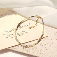 Lii Ji Citrine Pyrite Jade 2-3mm 14K Gold Filled Beaded Bracelet 17+3cm Natural Stone Crystal Handmade Jewelry For Women Gift
