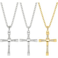 The Fast and The Furious Toretto Male Crystal Necklaces & Pendants Fashion Movie Jewelry Men Classic Cross Pendant Necklace