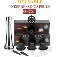 icafilas Reusable Coffee Capsule for Nespresso Machine with Stainless Filter Mesh Refillable Espresso Pod Kitchen Tamper