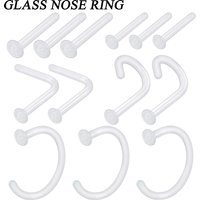 1PC Glass Nose Stud Transparent Glass Straight Nose Ring Retainer Holder Nose Hoop Ring Body Piercing Jewelry