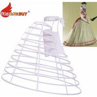 CostumeBuy Shaped Bird Cage Skirt Slip Petticoat Flat Front Back Up Hoop Crinoline Prom Underskirt Victorian Rococo Dress