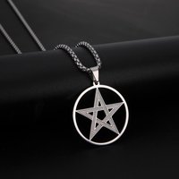 Skyrim Supernatural Pentagram Necklace for Men Stainless Steel Box Chain Pentacle Star Talisman Amulet Pendant Necklaces Jewelry