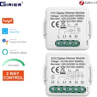 GIRIER Tuya ZigBee 3.0 Module de variateur intelligent, prend en charge l'interrupteur de lumière à intensité variable de contrôle bidirectionnel, fonctionne avec Alexa Google Home