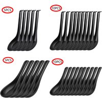Melamine Pho Scoops Chinese Asian Soup Spoons Non Stick Wonton Rice Spoon Set Long Handle Japanese Ramen Spoon Serving Tableware