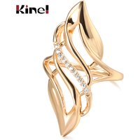 Kinel 2021 Trendy 585 Rose Gold Ring Bride Wedding Ethnic Jewelry Luxury Natural Zircon Rings for Women Fashion Fine Jewelry
