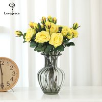 2 Heads Silk Rose Artificial Flowers Small Roses Flores Branch Wedding Table Party Decor Fake Flowers Vase Home Wall Accessories