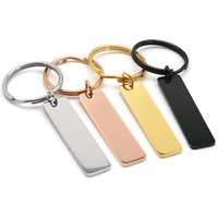 Wholesale 100PCS Bar Keychain Mirror Dog ID Tag Polish Stainless Steel Blank Keychain For DIY Custom Name Engrave Tags Pendant