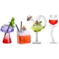 Creative Cocktail Glass - Mushroom/Swan/Rose/Octopus/Bird Design Cocktail Glass, Novelty Drink Cup for KTV Bar Night Party