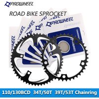 PROWHEEL Road Chain wheel 34/50T 39/53T Aluminum Alloy Steel Sprocket 130/110BCD AL-7075 CNC 8/9/10/11S Double Crown Chainring