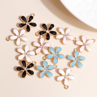Leslie 10pcs 18*20mm 4 Color Enamel Mini Flower Charms for Earrings Pendants Bracelets Crystal Charms DIY Jewelry Accessories