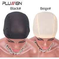 Plussign 6 Pcs/Lot Breathable Mesh Dome Caps For Wigs Making Glueless Spandex Wig Cap Hair Weaveing Net With Elastic Wig Bands