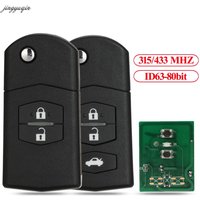 Jingyuqin clé de voiture télécommandée 315/433Mhz 4D63 80bit pour Mazda 3 M3 Axela 6 M6 Atenza 41797/41528 41521 41840 2 BTNS Flip Fob