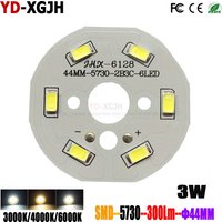Panneau lumineux LED PCB SMD 5730, 3W, 44mm, support en aluminium, blanc naturel chaud pour ampoule cristal, 10 pièces